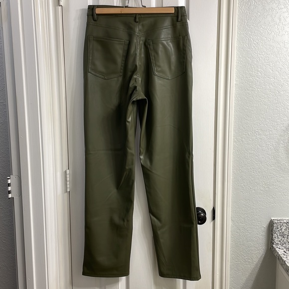 Olive Green Leather Pants - Picture 2 of 5